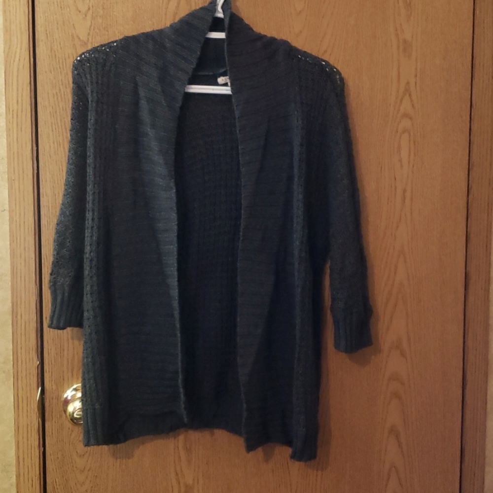 Dark grey mesh type sweater with holes like crochet look